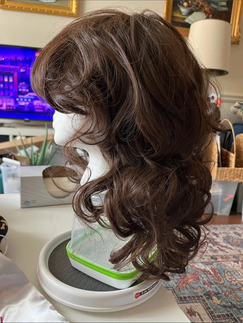 Jaymes Mansfield Beauty Brunette layered synthetic wig with bangs